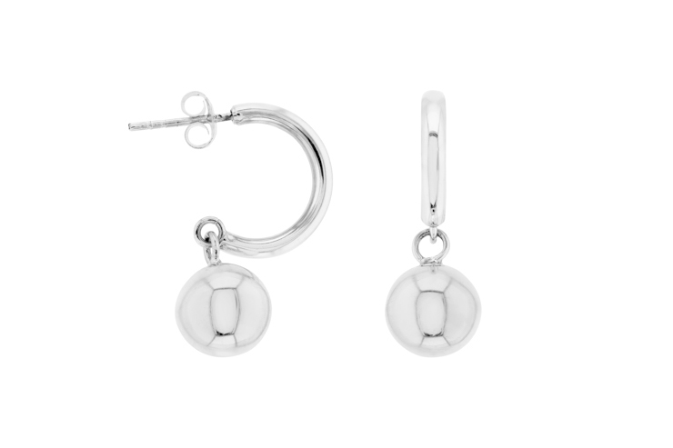 Pendiente plata 925 aro bola presión 