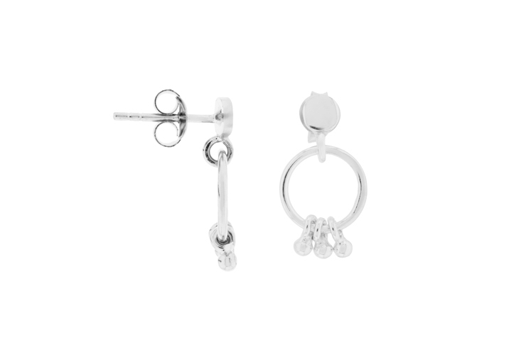 Pendiente plata 925 anilla c/bolitas c.de clic 