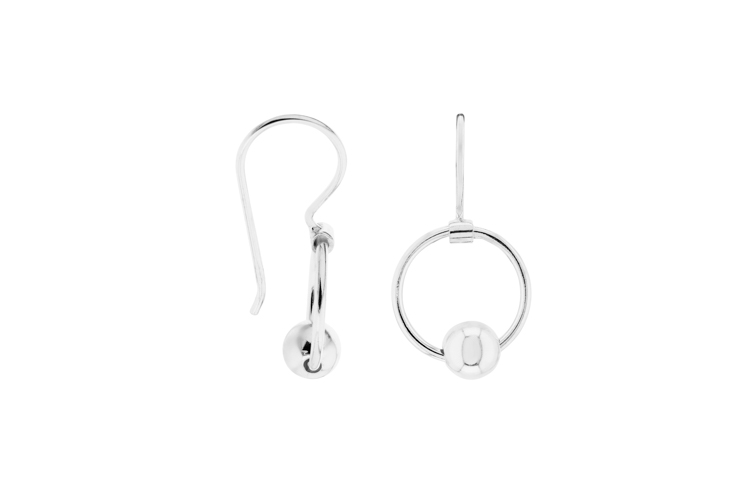 [1265900000PL] Pendiente plata 925 anilla con bola gancho  (Plata)