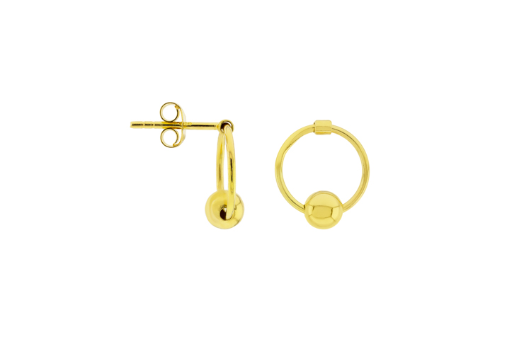 Pendiente plata 925 anilla con bola 5mm presión 