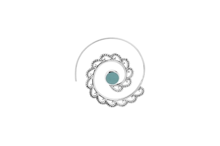 [126860006GTU] Pendiente plata 925 aro motivos árabes con piedras  (Piedra reconstituida, Turquesa)