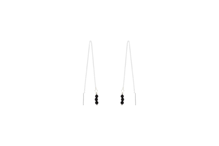 [126910000GON] Pendiente plata 925 piedras con cadena (Negro)