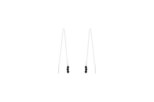 [126910000GON] Silver 925 stones earring (Black)