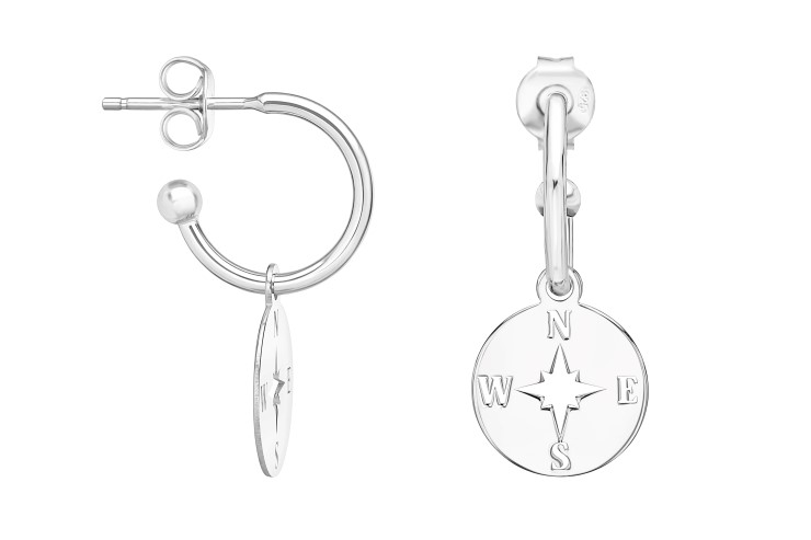 Pendiente plata 925 criolla rosa de los vientos 