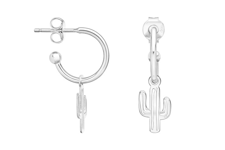 [1270100000PL] Pendiente plata 925 criolla cactus  (Plata)