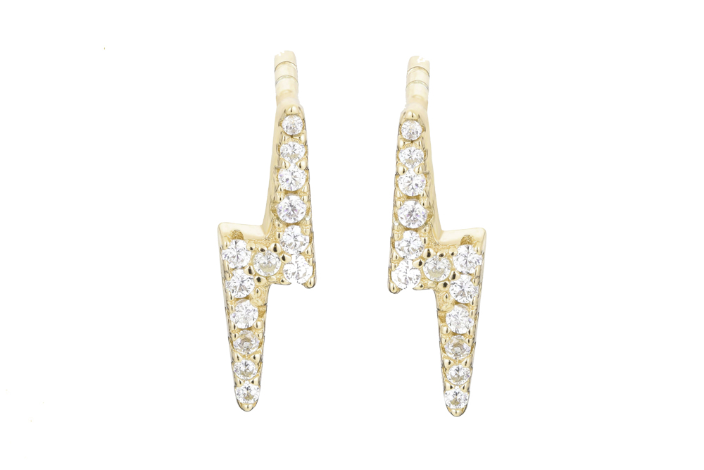 Silver 925 thuderbolt earring with cz