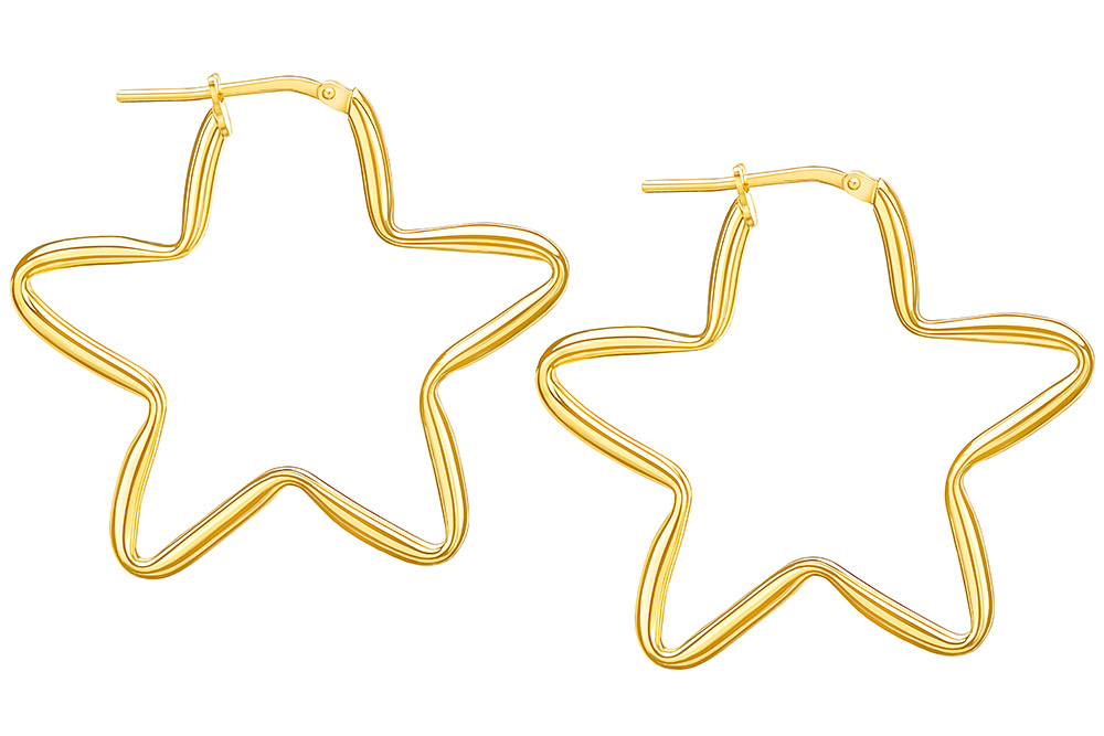 Pendiente aro plata 925 estrella cierre de clic 