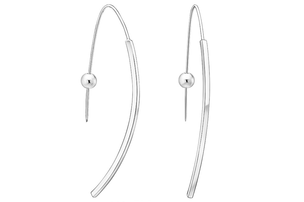 Pendiente plata 925 barra y bola