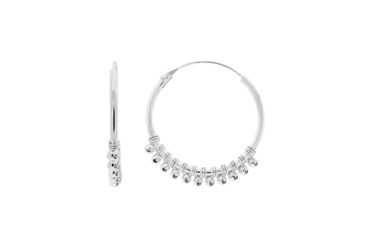 Pendiente aro plata 925 bolitas 