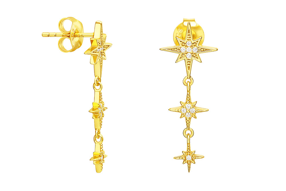 [128830002ZBL] Silver 925 earring cz (Gold plated)