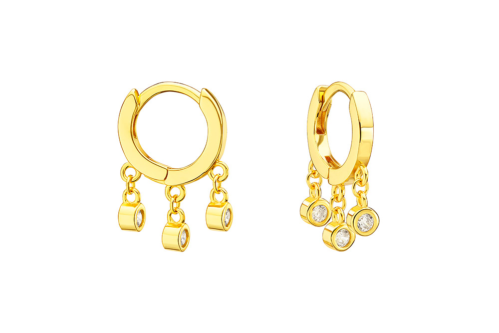 [130790002ZBL] Silver 925 cz earring (Gold plated)