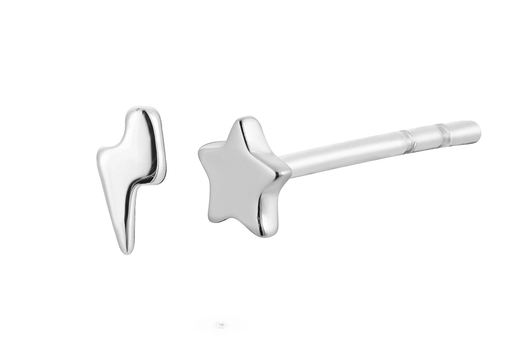 Pendiente plata 925 estrella y rayo