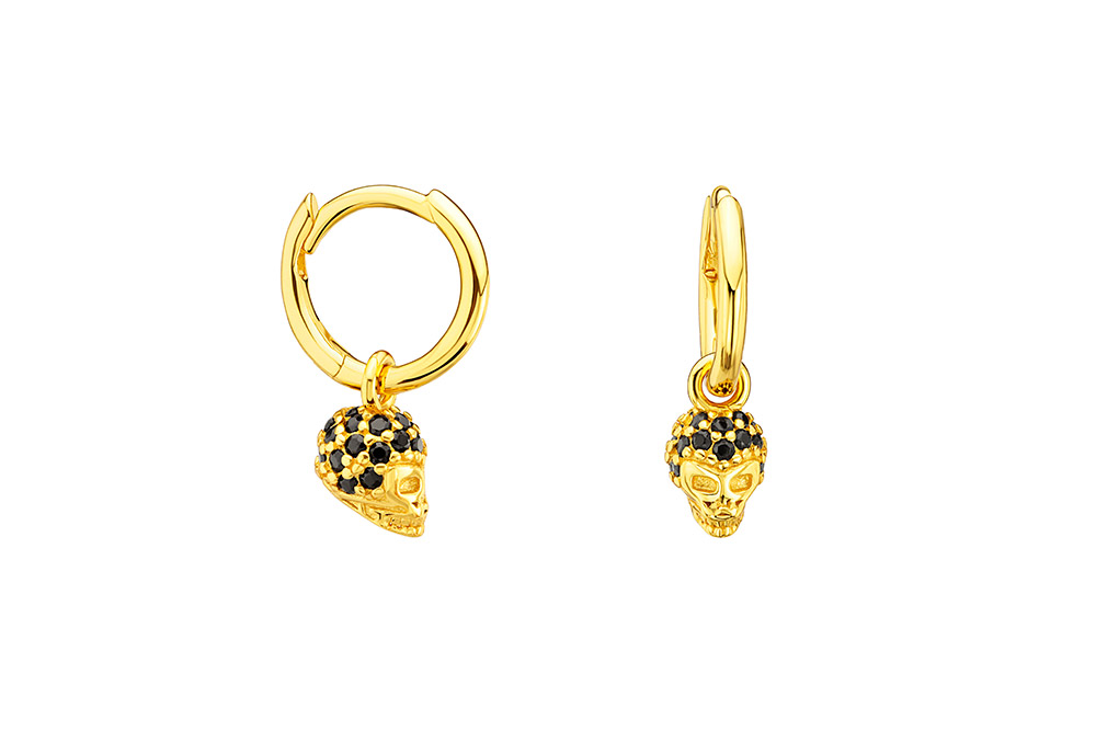 Pendiente plata 925 calavera con zirconitas 