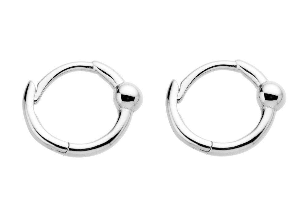 [1316707000PL] Pendiente aro plata 925 redondo con bola 3mm  (Plata)