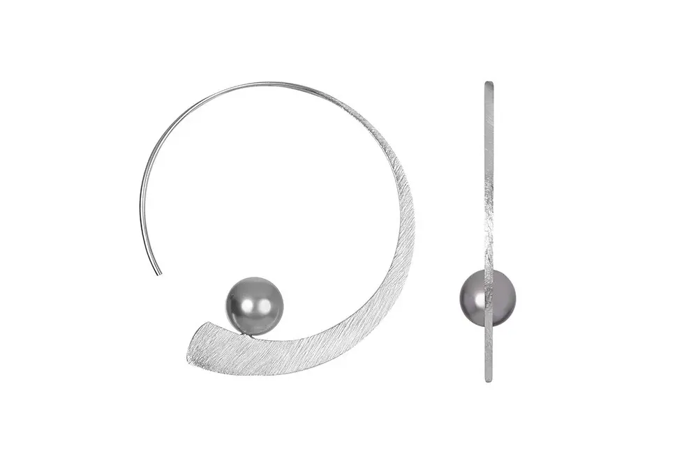 Pendiente plata 925 aro plano con perla 8mm mate