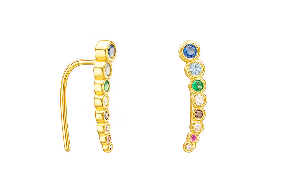[133070002ZMC] Pendiente plata 925 trepador con zirconita (Oro)