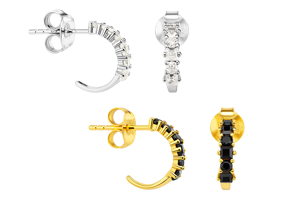 [133081002ZBL] Silver 925 earring cz (White, Gold plated)