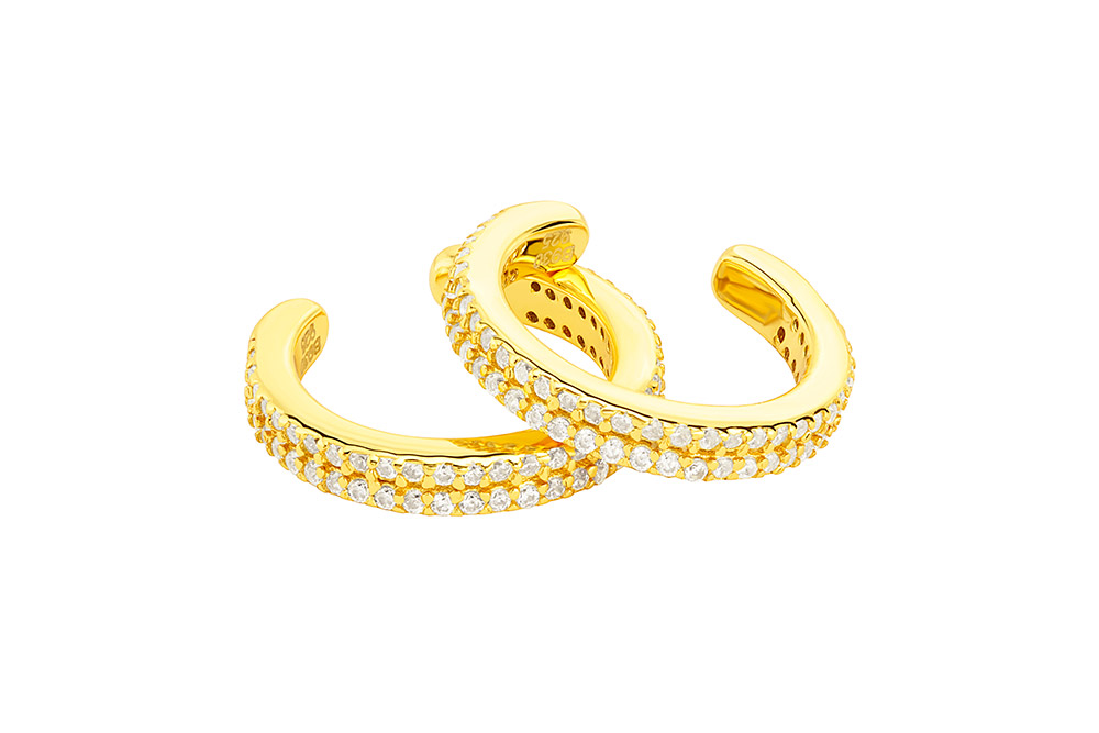 Pendiente plata 925 ear-cuff doble con zirconita 