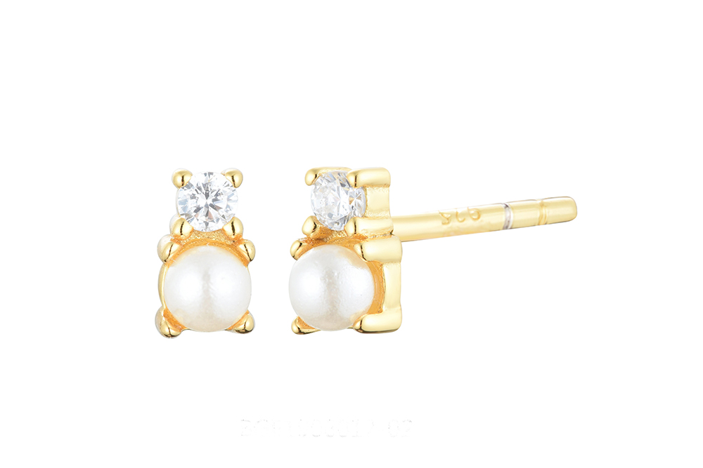 Silver 925 mini pearl & cz earring