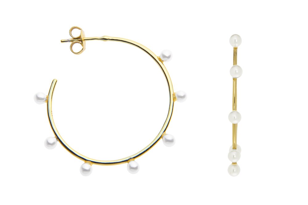 Pendiente plata 925 criolla con siete perlas 