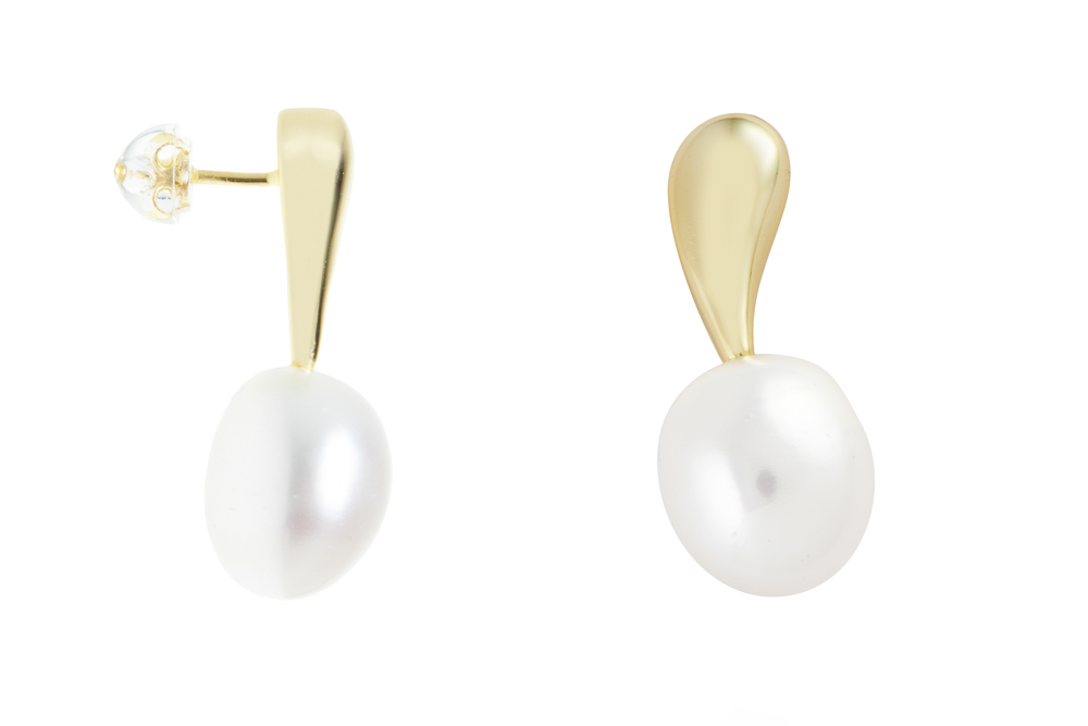 [13382EPBLDO] Silver 925 pearl earring (Gold plated)