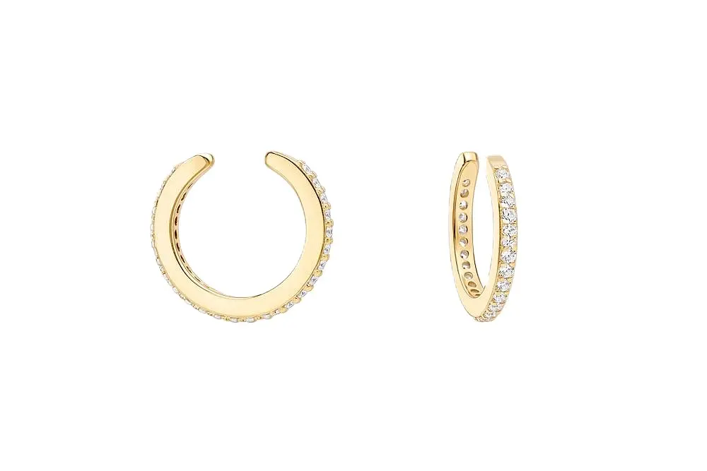 [133990902ZBL] Silver 925 ear-cuff cz (White, Gold plated)