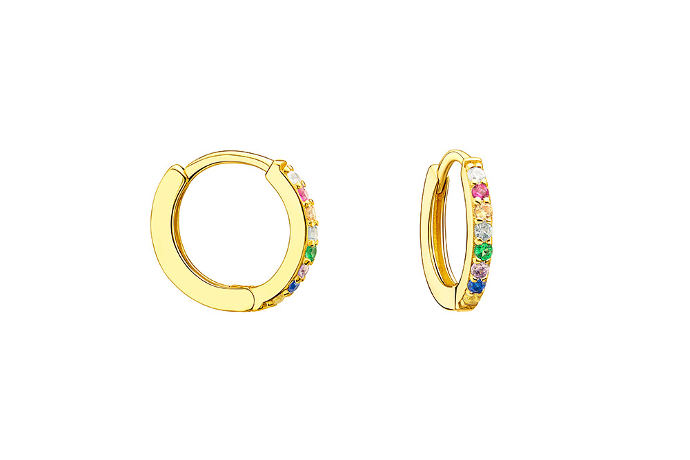[134010002ZMC] Pendiente aro plata 925 zirconita  (Oro)