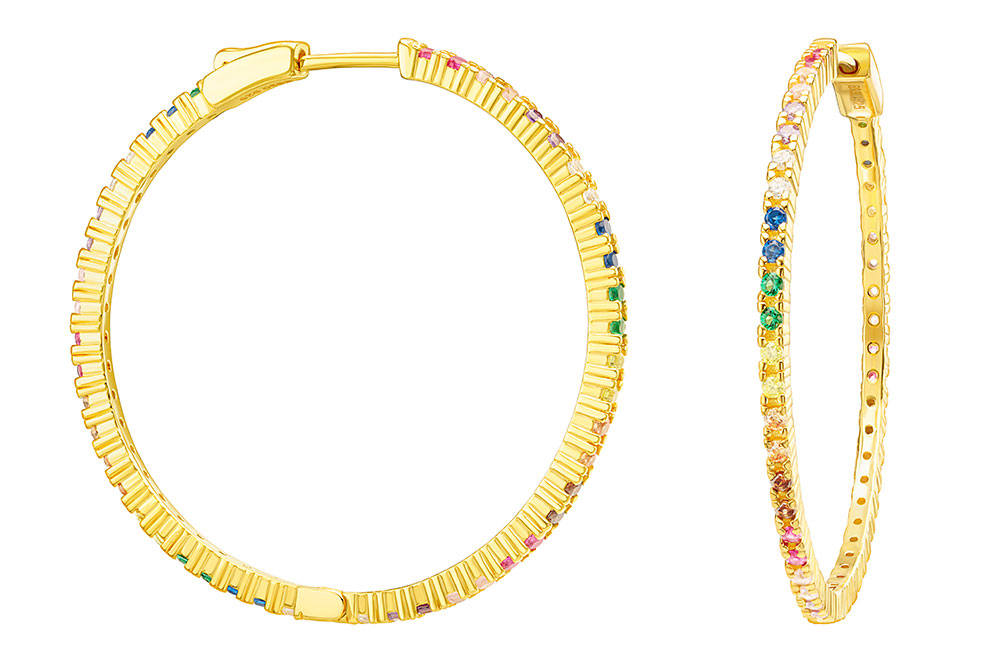 Pendiente plata 925 aro con mix de zirconitas 