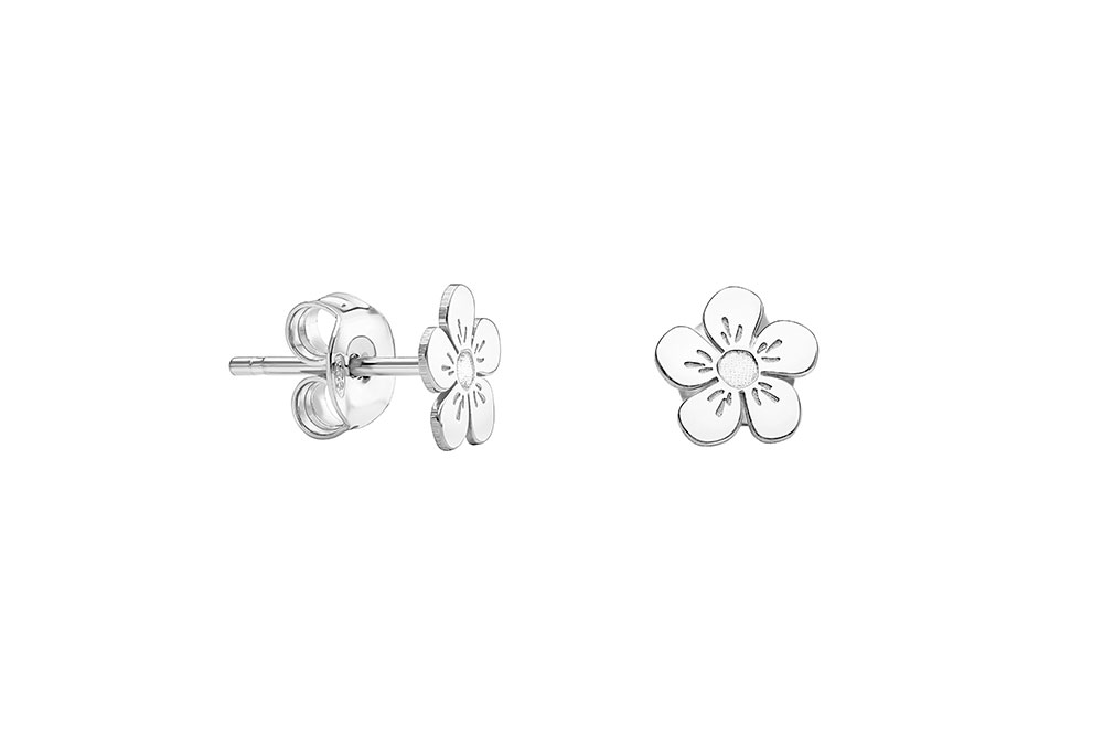Pendiente plata 925 flor presión