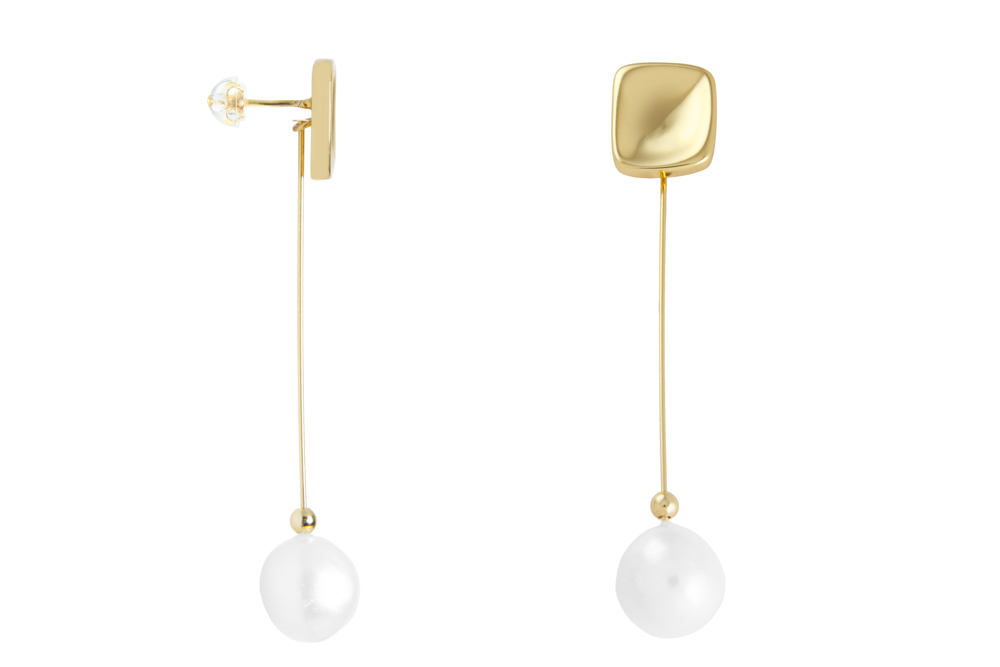 [135050002PBL] Pendiente plata 925 con perla 12mm  (Oro)