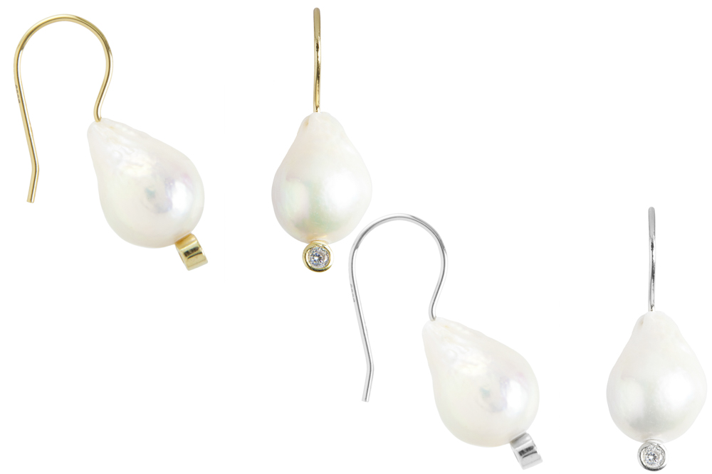 [135060002ZPB] Silver 925 pearl & cz earring (Gold plated)