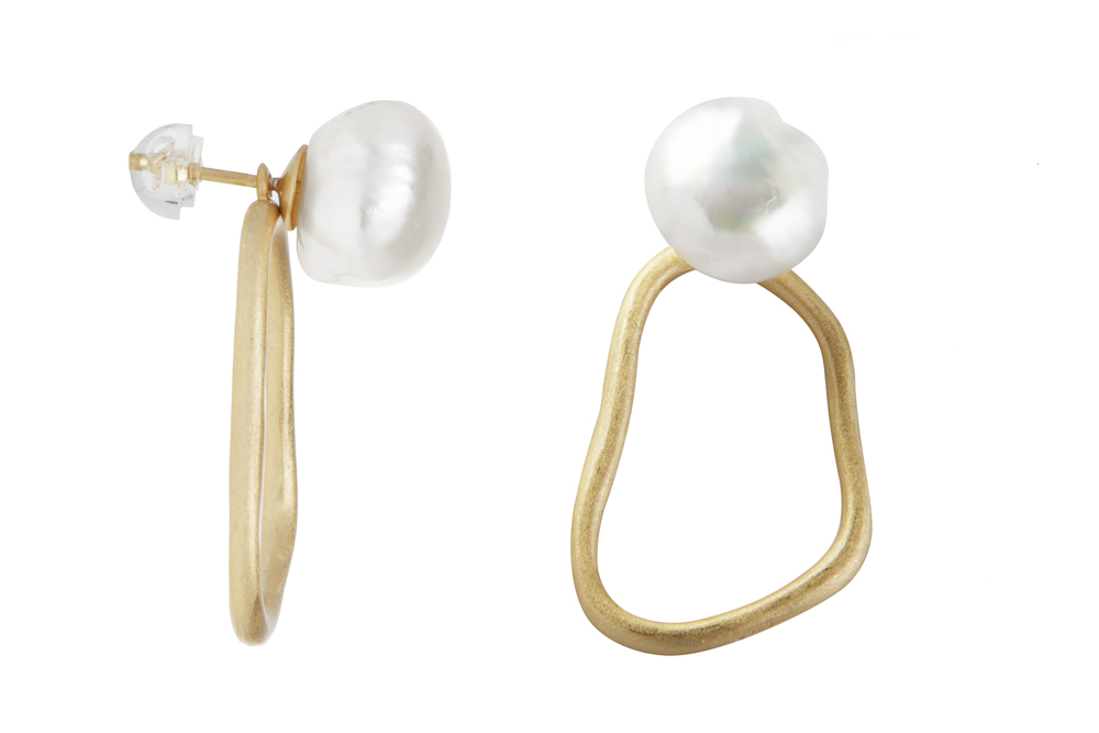 [135100002PBL] Silver 925 pearl earring (Gold plated)