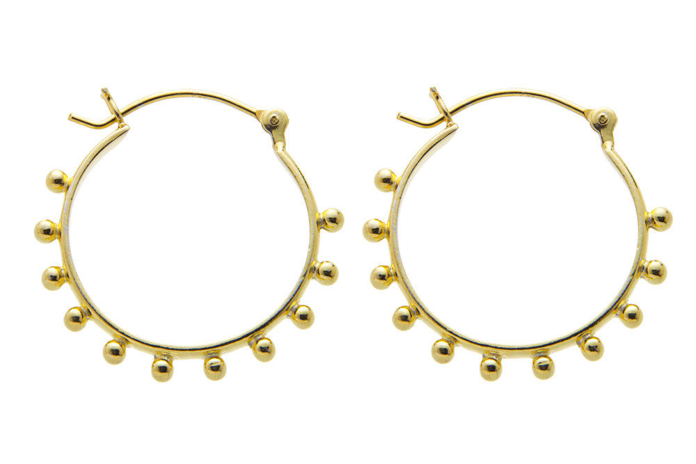 Pendiente aro plata 925 bolitas cierre de clic 