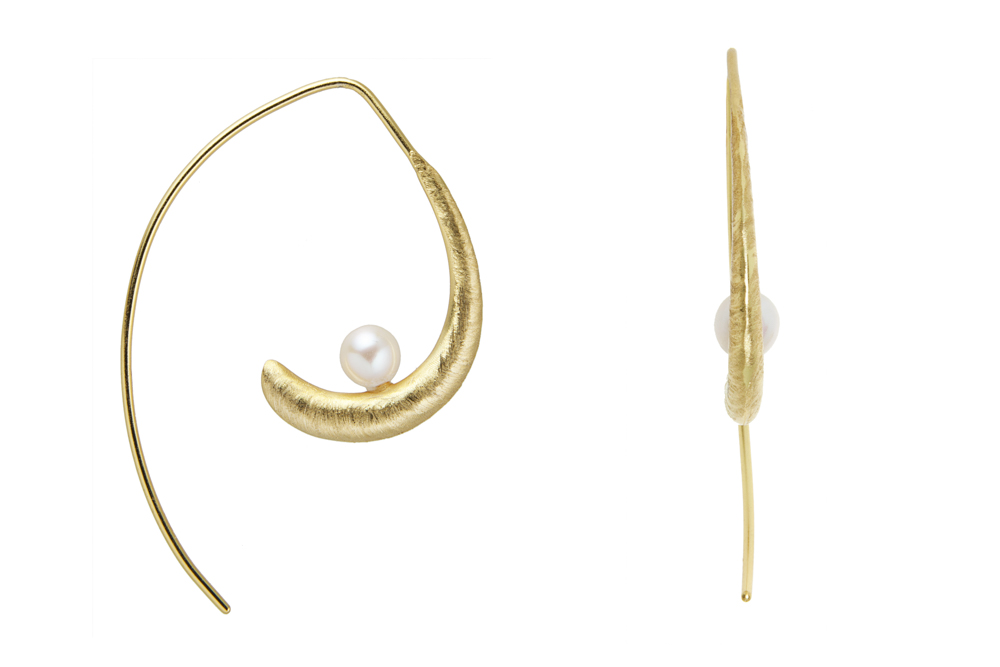 [135790002PBL] Pendiente plata 925 aro con perla 5mm (Oro)