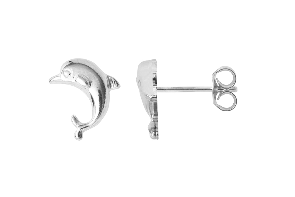 Pendiente plata 925 delfin presión 