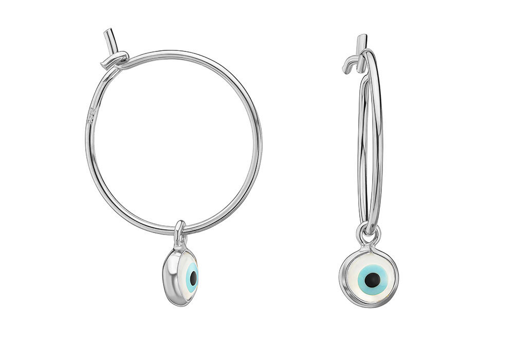 Pendiente plata 925 aro con ojo turco 