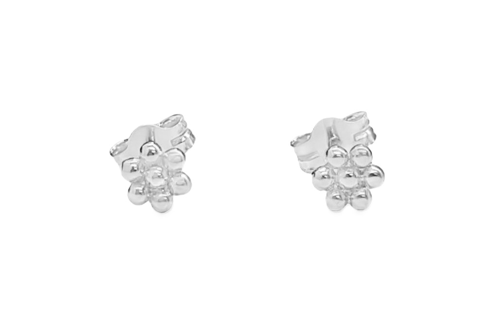 [1375800000PL] Pendiente plata 925 flor bolitas (Plata)