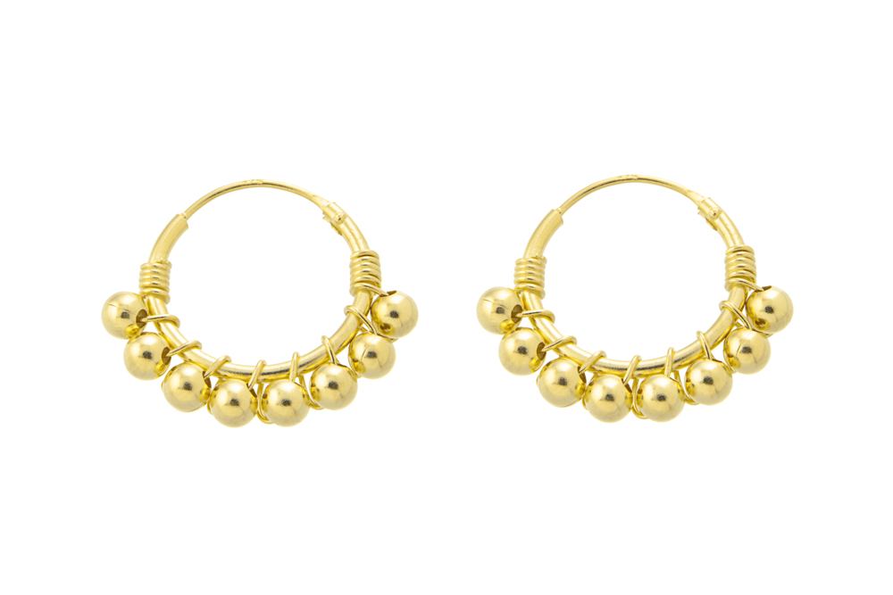 Pendiente plata 925 aro con bolitas 