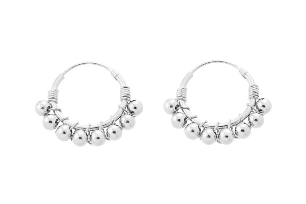 Pendiente plata 925 aro con bolitas 