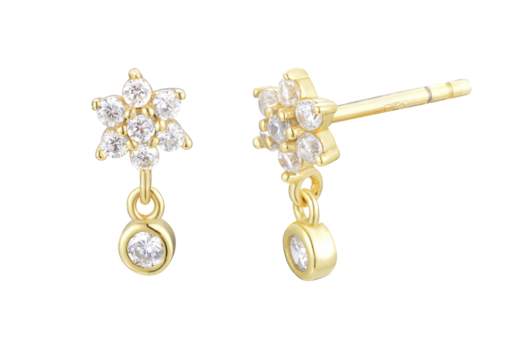 Sterling silver star zirconia earring