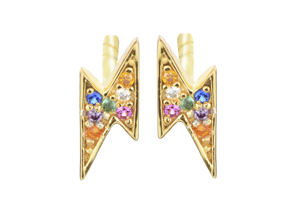 [138460002ZMC] Silver 925 ray cz earring (Gold plated)