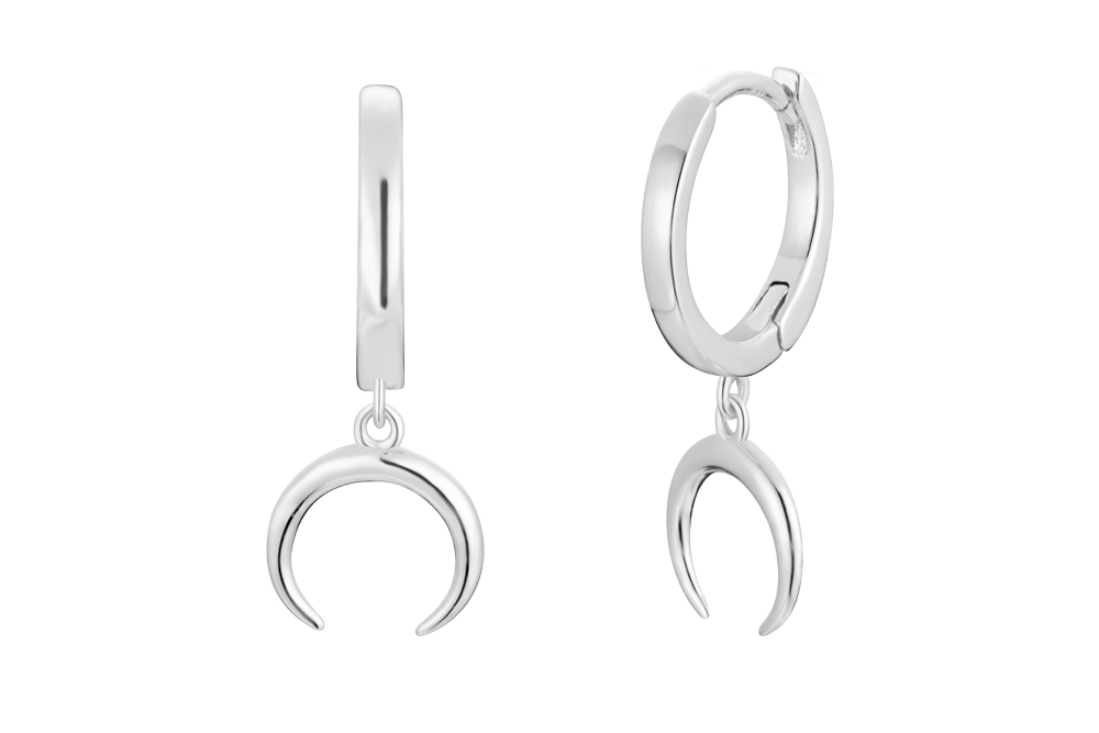 [1385200000PL] Pendiente aro plata 925 cuerno  (Plata)