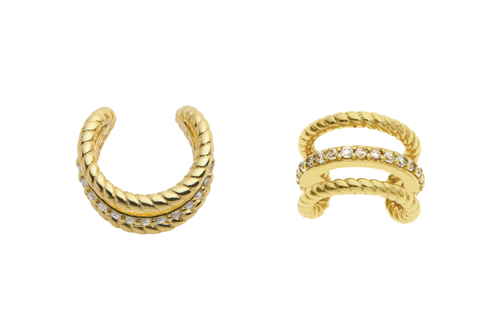 [138560002ZBL] Silver 925 ear-cuff cz earring (Gold plated)