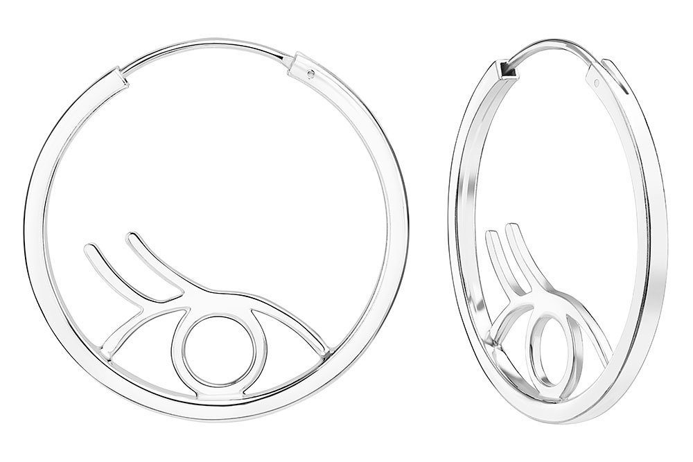 Pendiente aro plata 925 ojo