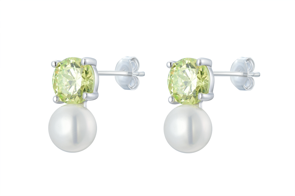 Silver 925 earring fresh water pearl 5mm & cz