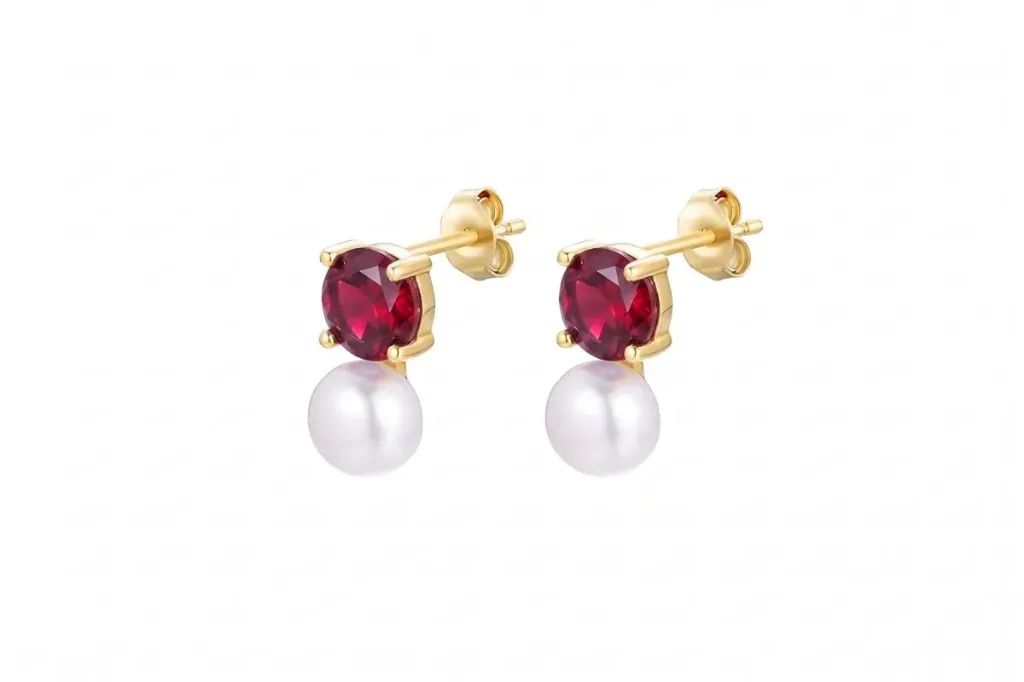 Silver 925 earring fresh water pearl 5mm & cz