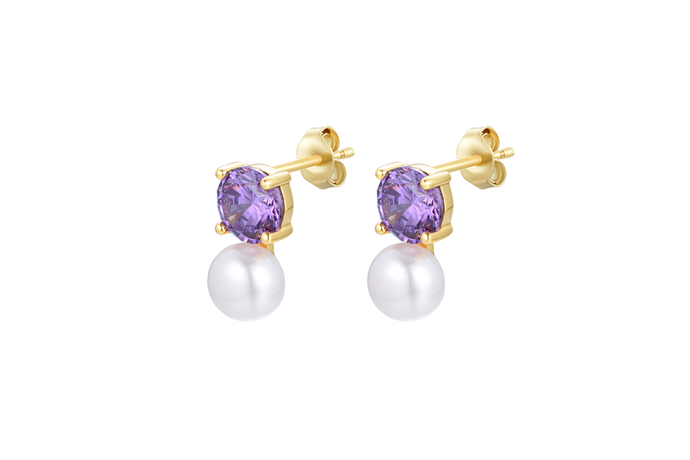 Silver 925 earring fresh water pearl 5mm & cz