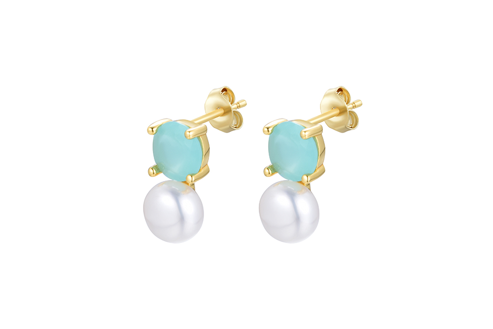 Silver 925 earring fresh water pearl 5mm & cz