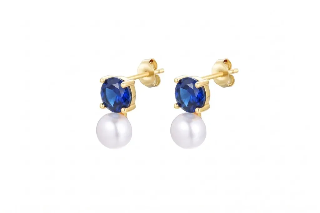 Silver 925 earring fresh water pearl 5mm & cz