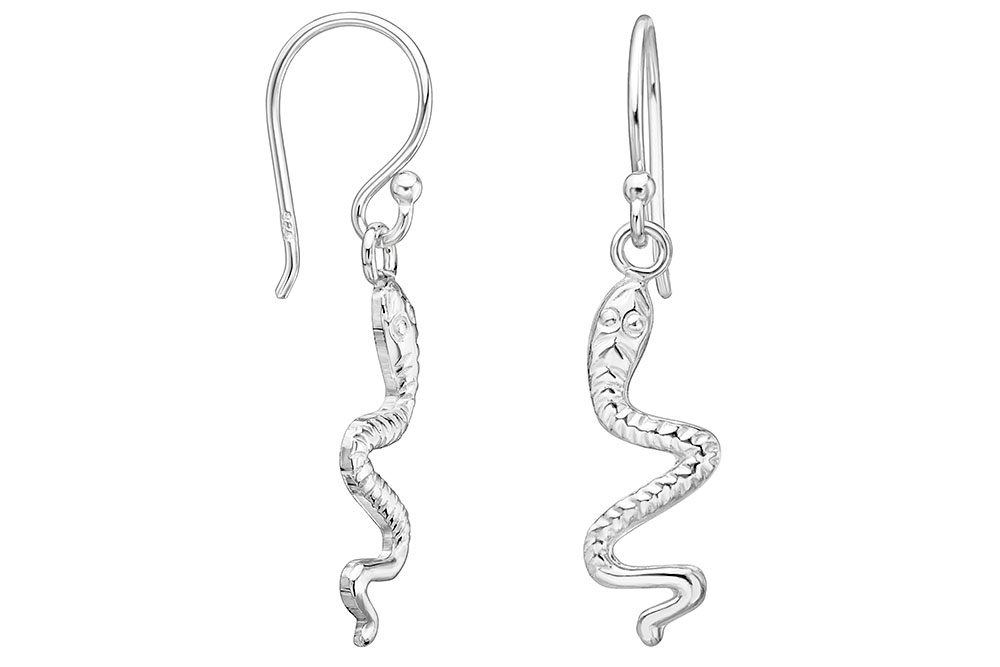 Pendiente plata 925 serpiente gancho hippie